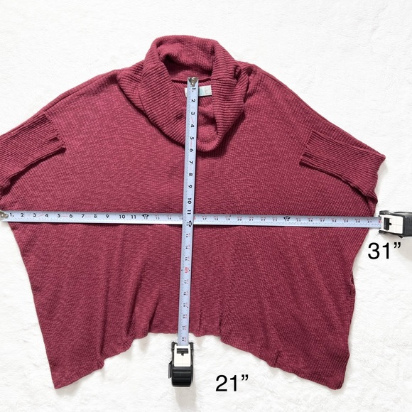 Free People Split Back Cowl Neck Dolman 3/4 Sleeve Oversized Ribbed Knit Top - Picture 12 of 12